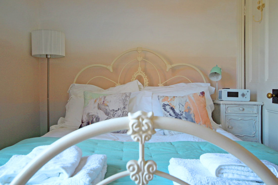 Ombre walls mint and peach bedroom luxury and style